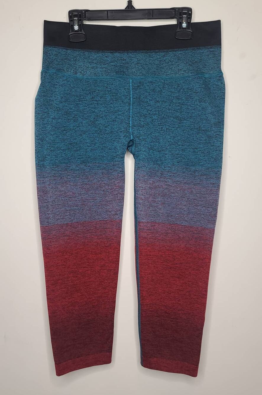 Athleta Relay Capri red blue gradient ombre leggings - medium